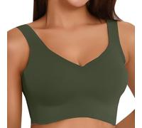 Cocila Reggiseni Sportivo da Donna, Senza Ferretti, Cuciture Reggiseno Sottile Estivo Ice Comfort Top Sportivo Donna Reggiseno Senza Ferretto Comodo E Morbido di Base Green, XXL
