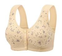 Cocila Reggiseno Donna Senza Ferretto con Chiusura Frontale E Bottone A Pressione per (Beige L) Post Operatorio Mastectomia Intimo Cuciture Abbigliamento Fitness Palestra Sportivo da Reggiseni