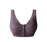 Cocila Reggiseno Push Up Canotta Stile Reggiseno con Bottoni Anteriori Arricciati per Grande da Donna Taglie Forti Senza Anello Top Palestra Rosso Viola L