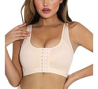 Cocila Reggiseno Senza Ferretto con Chiusura Frontale Regolabile per Donna Canotta a Compressione Post Reggiseno (Beige, S) Top Sportivi Donna Fitness Sportivo Taglie Forti Push Up Spalline