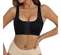 Cocila Reggiseno Senza Ferretto con Chiusura Frontale Regolabile per Donna Canotta a Compressione Post Reggiseno (Black, S) Top Cotone Donna Intimo Contenitivo Color Carne Danza Dolcevita
