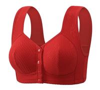 Cocila Reggiseno Senza Ferretto No Underwire Bras Plus Size Front Closure Bralettes Comfort Full Coverage Hide Back (Red, 42) Palestra Donna Lovely Bra 3X1 Abbigliamento Fitness Reggiseni