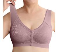 Cocila Reggiseno Senza Ferretto per Donne Anziane con Chiusura Frontale, Reggiseno Comodo E Sollevante (Light Violet, XXXXL) Spalline Taglie Forti Top Allenamento Donna Massimo Sostegno Fascia