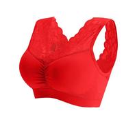 Cocila Reggiseno Senza Ferretto Spalla Large Bralett Sport Privo di Cuciture a Fili Liberi Yoga con Imbottiture Estraibili Ideale Mentre dormi Fai Sport lavori o nel Tuo Tempo Libero Rosso S