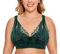 Cocila Reggiseno Sportivo Donna di Pizzo Sexy per con Ferretto da Floreale in Sfoderato Plus Size A Copertura Totale (Green 34/75C) Contenitivo Silicone Autoadesivo Mastectomia Cotone Senza