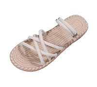 Cocila Sandali A Ciabatta Donna Punta Pantofole Traspirante Colore Comodo Spiaggia Su Solido Piatto Scarpe Aperte Da Principessa (White, 37) Estivi Sandalo Nero Comodi Neri Bassi Jungla Estive