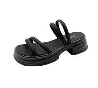 Cocila Sandali da Casa Spiaggia Plateau Flip Flop Comode Zeppa Slippers Leggere Donna Pantofole con Due Cinturini Suola Spessa Tartan (Black, 40) Marroni Ciabatte Ortopediche Estive Gioiello