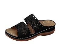 Cocila Sandali da Casa Spiaggia Plateau Flip Flop Comode Zeppa Slippers Leggere Women's Beach Slope Heel Hollow Casual Bottom Shoes Sandals Bambina 35 (Black, 41) Ciabatte Donna Estive in Blu