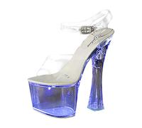 Cocila Sandali Da Donna Con Plateau Tacco Alto Punta Aperta 17 Cm Sottile Pole Dance Piattaforma Modello Sexy Tacchi Alti Trasparenti Banchetto Donne Grandi Di Sandalo Pelle (Blue, 39) A Spillo