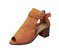 Cocila Sandali Da Donna Con Plateau Tacco Alto Punta Aperta Primavera Ed Estate Nuovi In Eccedenza Per Le Donne Bordi Di Grandi Dimensioni Scava Fuori Scarpe Europa E America (Brown, 37) A