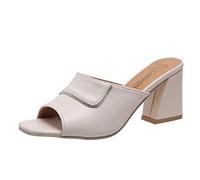 Cocila Sandali Da Donna Estivi Tacchi Alto Ciabatte Eleganti Per Feste Fashion Open Toe Square Heel Comodi Alti On Casual Pantofole Antiscivolo Regali Strani Ma Utili (White, 38) Scarpe Tacco