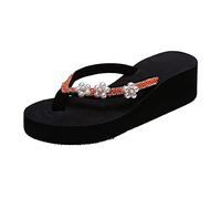 Cocila Sandali Da Donna Gladiatore Con Conchiglie E Perline Infradito Estivo Suola Spessa Fiori Di Strass Casuali Cerchietto 40 Anni (Orange, 39)