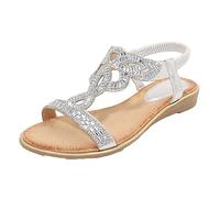 Cocila Sandali Da Donna Spiaggia Di Grandi Dimensioni Comodi BohéMien A Fondo Piatto Con Strass Cavi Sandalo Donna Camminata Mare Gomma Trekking Greci Platform Scarpe Zeppa Firmati Lacci Alla