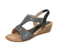 Cocila Sandali Donna Bassi Da Nuovi Estivi Comodi E Alla Retrò Stile Etnico Leggero Spiaggia Vacanza Tacco Elastico Fondo Spesso Zeppa Casual Zeppa Donna Estiva Mare Gomma Trekking Romana Scarpa