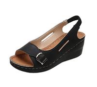 Cocila Sandali Donna Estive Con Zeppa On Decor Summer Buckle Outdoor Shoes Toe Sandals Delle Donne Sandalo Nero Scarpe Comode Eleganti Platform Romani Fucsia Ciabatte Vera Pelle Gioiello Bassi