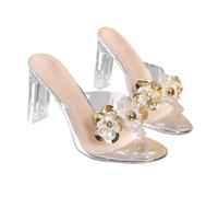 Cocila Sandali Donna Estive Estate Tacco Grosso Acqua Diamante Linea Retta Trasparente Con Pantofole Scarpe Eleganti Donna Espadrillas Zeppa Women Sandals Sandali In Cuoio Bianche Estive Color