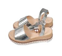 Cocila Sandali Donna Estive Estivi Tacco Spiovente Abbinato A Scarpe Da Comode E Oversize Sandalo Donna Espadrillas Zeppa Trekking Con Eleganti Basse Plateau Argento Acqua Paglia Granchietti