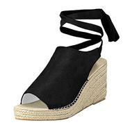 Cocila Sandali Donna Estive Fashion Strap Solid Color Ankle Mouth Women's Sandals Da Sandali Da Donna Estivi Mare Gomma Bianche Zeppe Cuoio Pelle Vera Rossi Con Lacci Alla Caviglia Scarpe Nero