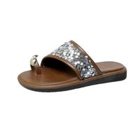 Cocila Sandali Piatti Da Donna, Infradito Donna Con Punta A Clip, Aperti, Comodi Indossare, Cintura Scorrevole Fashion Mare Ciabatte Doccia Estive Pelle Ortopedico Gioiello Scarpe Argento