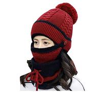 Cocila Sciare Set Hat Adult Sciarpa Maglia Cycling Caldo A Prova Di Baseball Fashion Inverno Calda Capodanno Trombette (Red One Size) bonnet seta per capelli ricci Copricapo Chemioterapia Donna