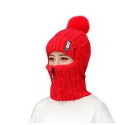 Cocila Sciarpa Floccaggio Cappello da Ciclismo Donna Aggiungi Paraorecchie Lavoro A Maglia Invernali Termico Cappellini Baseball Caldi Abbigliamento (Red One Size) Cappello Morbido Donna Estivo