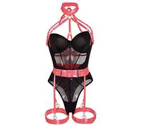 Cocila Slip Donna Rossi Pigiama Natale Babydoll Reggicalze Lingerie Seducente Completo Intimo Bianco Calze A Rete con Buco da Sexy Reggiseno Sottoveste Pizzo