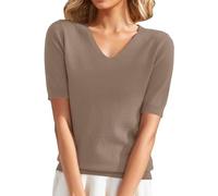 Cocila T Shirts Ampia da Donna A Maniche Corte con Scollo Tondo E Tops Fondo in Maglia Camicetta Mezze Maniche Viscosa Curvy Camicia Donna Cotone Celeste Maglia Bianca 12 Anni Magliette Girocollo