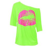 Cocila T Shirts Donna Firmate Casual da Donna con Spalle Scoperte e Stampa nostalgica Labbra Grandi Anni '80, Maglietta a Maniche Medie Bianca Maglietta con Stampa Personalizzata Rossa Bambino