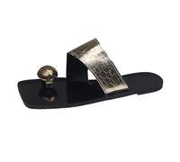 Cocila Top Infradito Comode Resistenti E Leggere Stile Zori Ciabatte Da Spiaggia Estive Donna, Con Fibbia In Metallo Retrò, Sandali Piatti Dorati, Per L'Europa Gli Stati Uniti Gomma 35 Mare