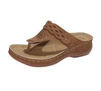 Cocila Top Infradito Da Donna Comode Resistenti E Leggere Scarpe Alla Per Con Zeppa Pantofole Sandali Bohémien Ciabatte Invernali Bambina (Brown, 38)