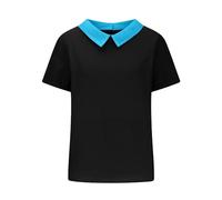 Cocila Tshirt Damen Baumwolle Kurzarm mit Kurzen Ärmeln und V-Ausschnitt Camicia da Donna Sottile E Traspirante in Cotone Lino Patchwork Sciolto Oversize Dimagrante con Risvolto Top A Maniche