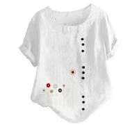 Cocila Tshirt Damen Baumwolle Kurzarm mit Kurzen Ärmeln und V-Ausschnitt Ed Elegante Maglietta Casual in Cotone con Stampa Letteraria E Artistica da Donna Maglie Mezze Maniche (White, M)