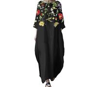Cocila Vestiti per Ragazza Eleganti Abito Invernale Lilla Vestiti Donna Estivi Colorati Abito Lungo Plissettato Gonna Lunga A Pieghe Donna Abito Damigella Azzurro Polvere (Black, XXL)