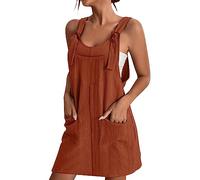 Cocila Vestito Casual da Donna Grembiule da Donna Soild Grembiule da Lavoro da Giardino Scamiciato Abito con Bretelle Vestiti Eleganti Invernali (Brown, XXL)