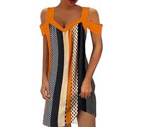 Cocila Vestito+Elegante+Rosso Vestiti Impero Donna Vestiti Lunghi Fiori Elegante Vestito da Donna Vestiti Donna Estivi Taglie Forti Vestito De Primavera Donna (Yellow, XXL)