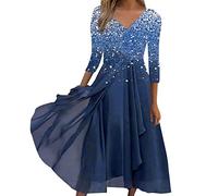 Cocila Vestito Rosso Velluto Donna Abito con Rose Rosse Abiti da Cerimonia Donna Bianco Vestiti Carnevale Curvy Vestiti per Il Mare Donna Vestito Elegante Mamma dello Sposo (Blue, M)