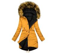 Cocila Women Daily Plus Size Winter Coat Lapel Collar Long Sleeve Thicken Warm Thick Padded Outerwear Piumino Leggero Taglie Forti (Yellow XL) Cappotti Autunno Donna Giubbino Donna Autunnale