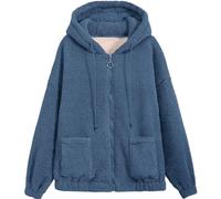 Cocila Women Plus Size Fleece Zip Up Coat Fuzzy Thin Long Sleeve Hoodies With Winter Outerwear Maschera (Blue L) Giubbotti Invernali Donna Giubotto Pelle Donna Giubbotto In Giubbino Inverno