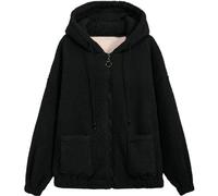 Cocila Women Plus Size Fleece Zip Up Coat Fuzzy Thin Long Sleeve Hoodies With Winter Outerwear Maschera (Black Xl) Piumini Leggeri Donna Camicia Donna Quadri Piumino 100 Grammi Lungo Piumini