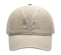 Cocila Women Solid Color Heart Embroidered Soft Top Outdoor Washed Baseball cap Cappelli Chiusi Dietro (Beige One Size) Berretto Uomo con Visiera Capello Pescatore Uomo Cappello Running Turbante
