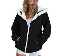 Cocila Women's Autumn And Winter with Collar Zipper Cardigan Short Padded Felpa Americana (Black S) Piumino Primaverili Donna Giacca Ecopelle Donna Giubbotto Primaverile Lungo Giubbino Inverno