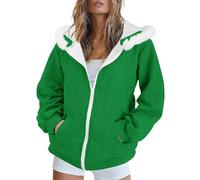 Cocila Women's Autumn And Winter with Collar Zipper Cardigan Short Padded Felpa Americana (Green S) Parka Invernale Donna Piumino Donna Grigio Leggero 100 Grammi Cappotto Nero Lungo Giubbotto