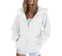 Cocila Women's Autumn And Winter with Collar Zipper Cardigan Short Padded Felpa Americana (White S) Parka Donna Invernale Giacca A Quadri Donna Cappotto Invernale Curvy Imbottita Giacche