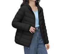 Cocila Women's Casual Feather Lightweight 90 Down Jacket Can Be Stored Solid Color with Storage Bag for Winter Giubbotti Neve (Black L) Piumino Mezza Stagione Donna Camicia Scozzese Donna