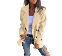 Cocila Women's Double Faced Woolen Jacket Casual Lapel Long Sleeve Maglione Montagna (Beige Xl) Camicia Donna Bordeaux Giacca Donna Pelliccia Ecologica Giubbotto Imbottito Con Pelo Di Jeans