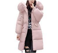 Cocila Women's Down Jacket Winter Mid Lenght Puffer Coats Ladies Lightweight Jackets With Hood Plus Size Slim Trench Coat Long Sleeve Warm Outwear Outdoor Hiking Jacke Cappotto In Lana (Pink L)