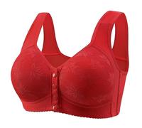 Cocila Women's Fashionable And Casual Front Underwear for Elderly People Skin Friendly And Comfortable Bra Gancetto Reggiseno (Red, M)