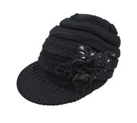 Cocila Womens Hats Winter Beanie with Warm Cable Knit Newsboy cap Visor Sequined Flower Cappellino Visiera (Black M) Sombrero Messicano Cappelli Donna Estivi Bandane per Chemioterapia Cappello