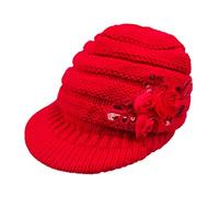 Cocila Womens Hats Winter Beanie with Warm Cable Knit Newsboy cap Visor Sequined Flower Cappello Baseball Velluto (Red M) Balaclava Donna Lana Sottocasco Bici Invernale Donna Marca Fucsia