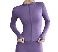 Cocila Women's Slim Fit Lightweight Athletic Full Zip Stretchy Workout Running Track Jacket With Thumb Holes Piumini Mezza Stagione (Purple Xl) Parka Donna Invernale Con Pelliccia Giubotto